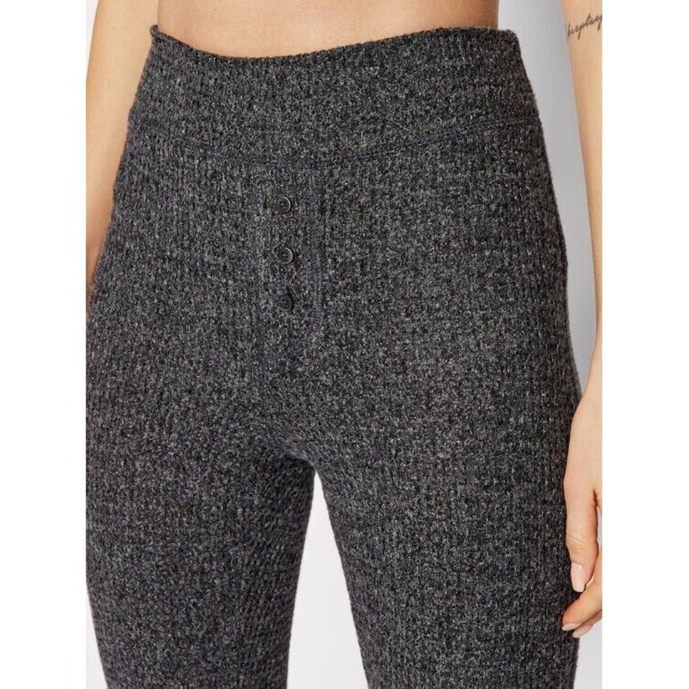 Aerie Leggings Black Gray Lounge Pull On Waffle Knit High Rise - Picture 5 of 13